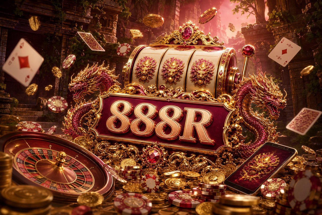 Tampilan beranda 888R dengan sapaan pemain baru dan penawaran hadiah pendaftaran